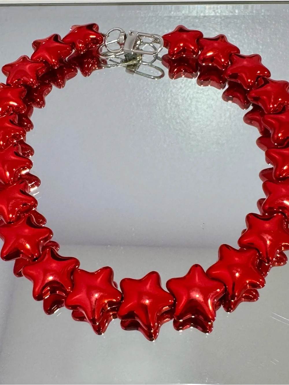 New Metallic Red Star Bead Bag Chain 18 inches